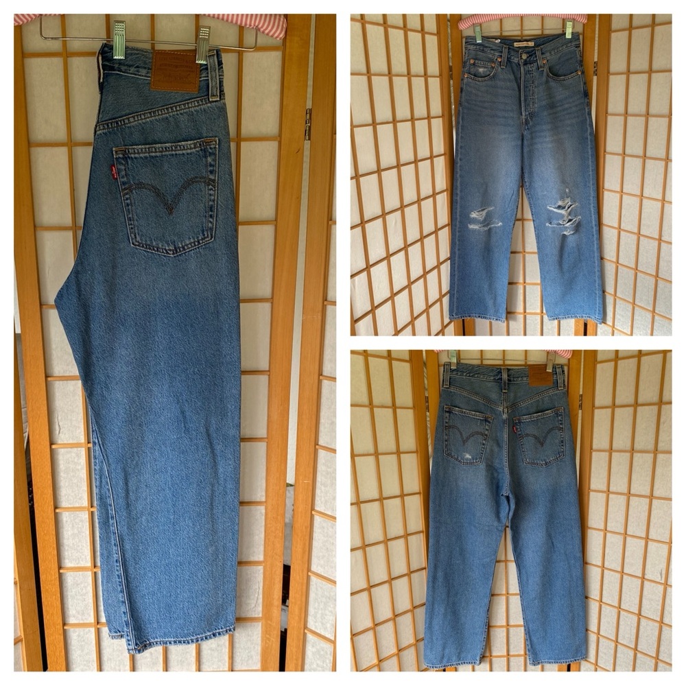 Levi’s Ribcage Straight Ankle Distressed High Waist Jean SZ 27